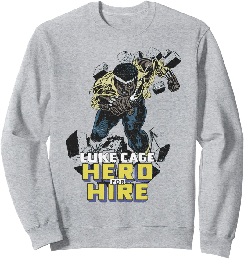 Marvel Luke Cage Hero For Hire Comic Text Sweatshirt