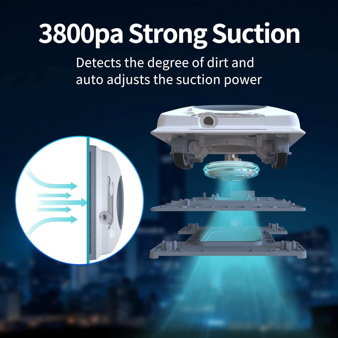 W6 Fensterputzroboter Automatisches Dual-Sprühfunktion mit 60ML DoppelwasserTank, 3800 Pa automatisc