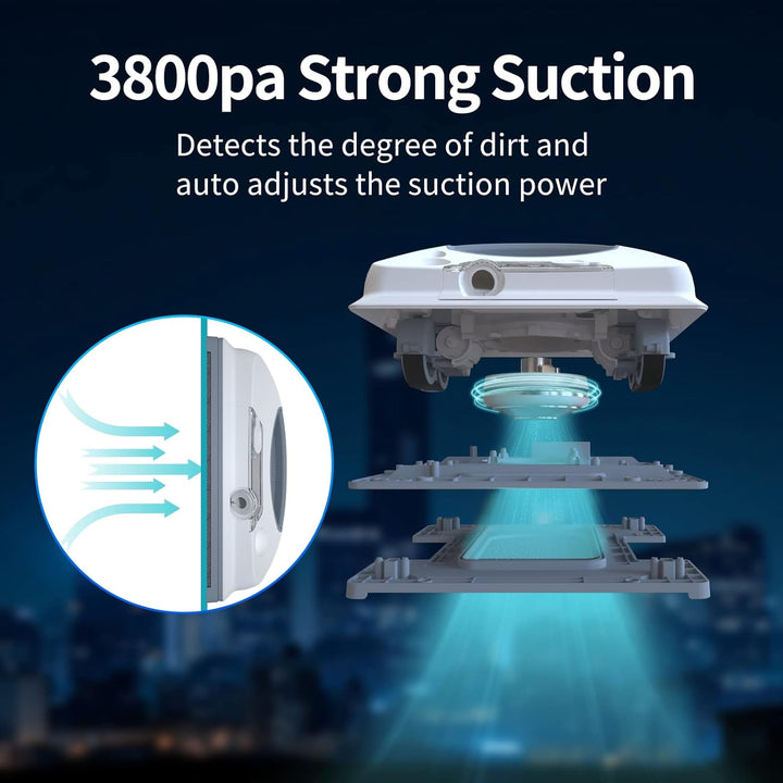 W6 Fensterputzroboter Automatisches Dual-Sprühfunktion mit 60ML DoppelwasserTank, 3800 Pa automatisc