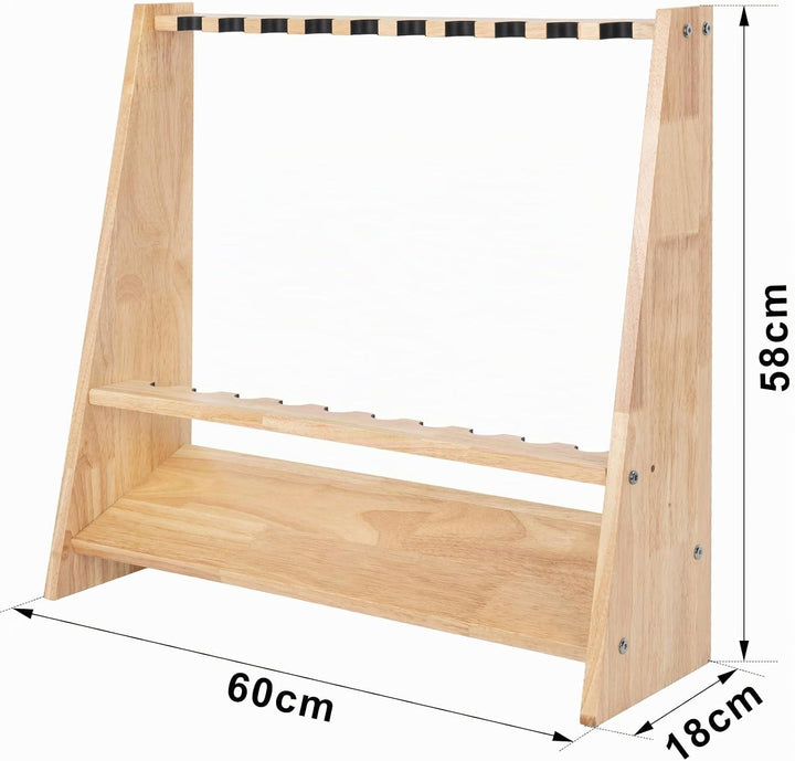 Rutenständer für 10 Angelrutenhalter aus Holz mit Montagezubehör 60 x 18 x 58 cm Originalholz, Ständ