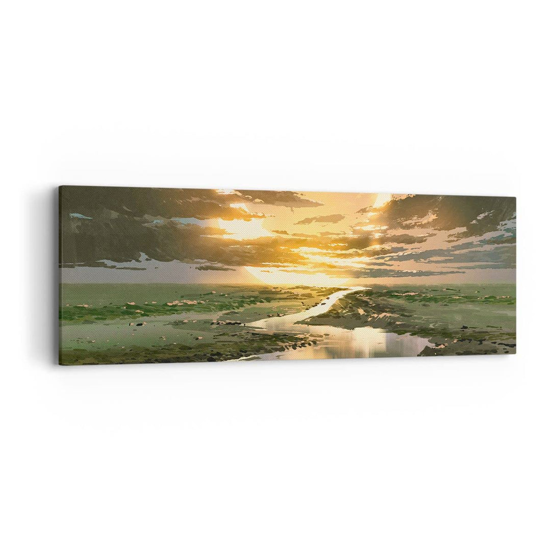 Panorama Bilder auf Leinwand natur natur Leinwandbild mit Rahmen 90x30cm Wandbilder Dekoration Wohnz