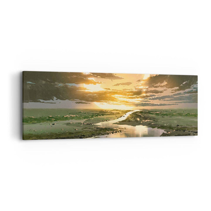 Panorama Bilder auf Leinwand natur natur Leinwandbild mit Rahmen 90x30cm Wandbilder Dekoration Wohnz