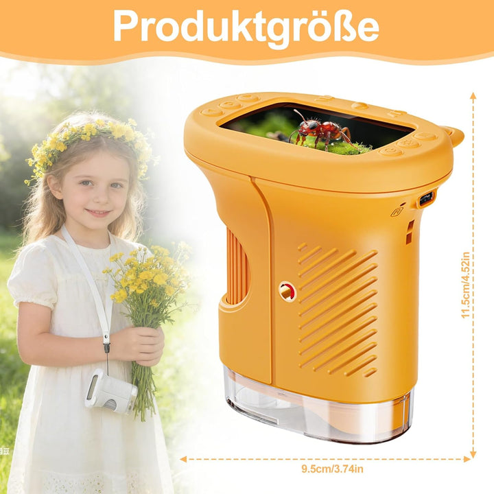Handmikroskop für Kinder - 1080P HD 2.0" Bildschirm Mikroskop, Mini Tragbare Digitales Mikroskop mit