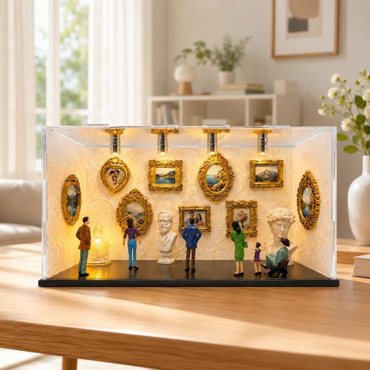 DIY Mini Museum Silhouette Box, Mini Figuren Menschen Museum, Kreatives Erinnerungsdisplay Kit Mit 6