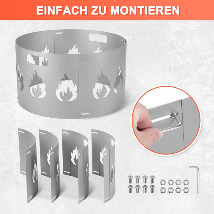 Funkenschutz Feuerschale Verstellbarer Ø 55–60 cm,Funkengitter mit Griff,1,2mm Starkes Stahlblech,4-