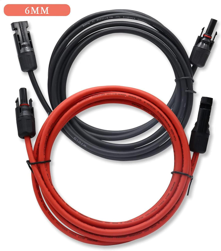 1,5m-6mm² Solarkabel Verlängerung mit MC4 Stecker DC1500V Rot Schwarz 1.5M, 1.5M