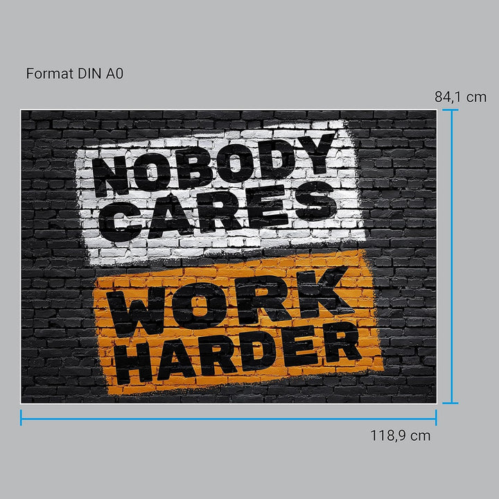 wandmotiv24 Poster als Wanddeko, Grösse Din A0, Work Harder, Stein-Mauer, Moderne Wanddeko, Wandbild
