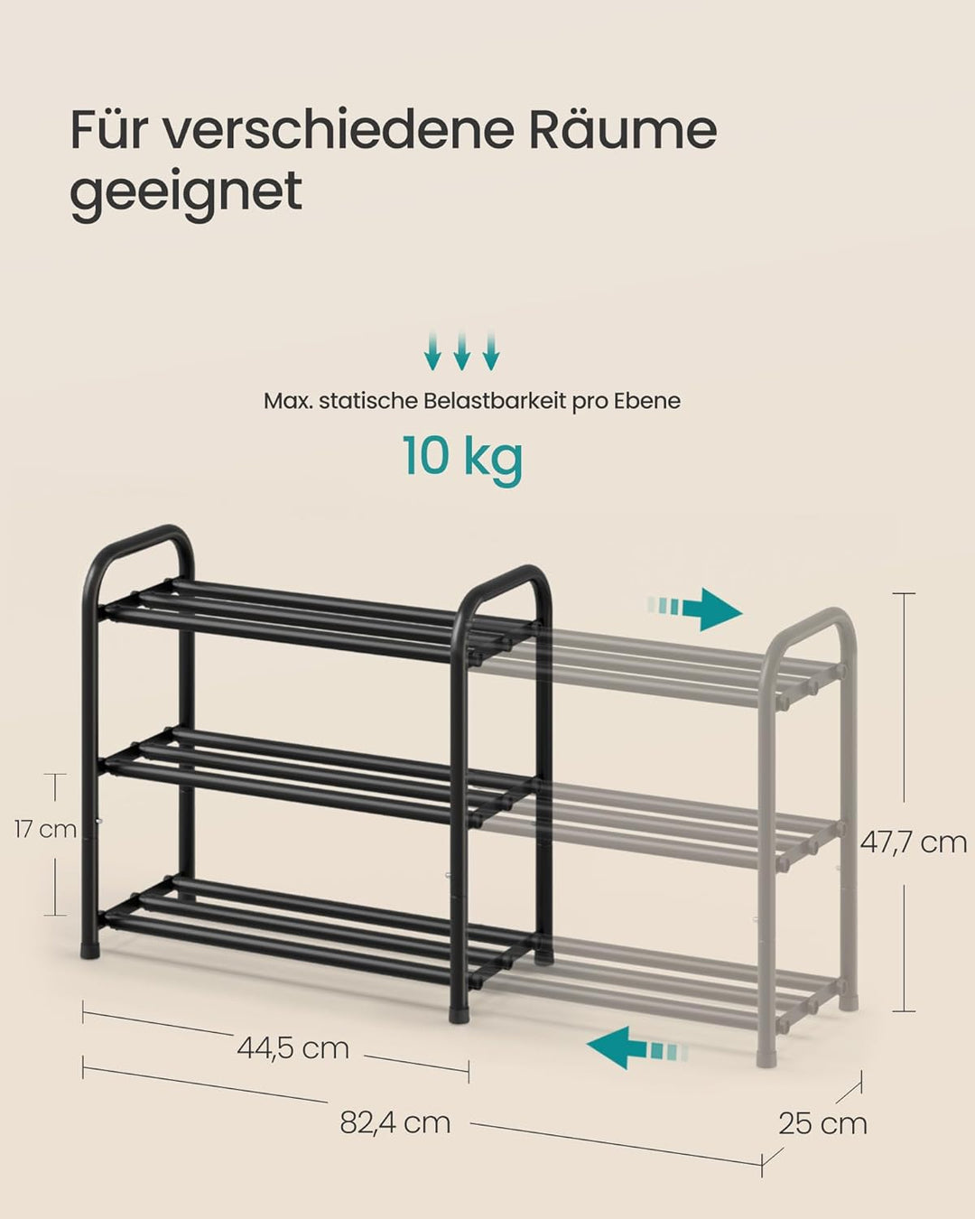 SONGMICS Schuhregal ausziehbar, Schuhablage, Schuh-Organizer mit verstellbaren Ablagen, Schuhaufbewa