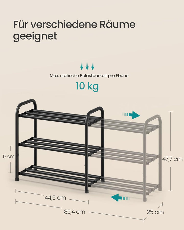 SONGMICS Schuhregal ausziehbar, Schuhablage, Schuh-Organizer mit verstellbaren Ablagen, Schuhaufbewa