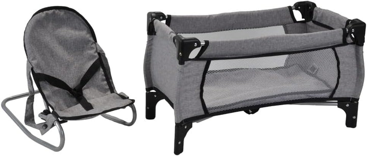 Bandits & Angels Puppenbett und Wippe Grey Angel – Grau Puppenmöbel – Stuhl mit Sicherheitsgurten un
