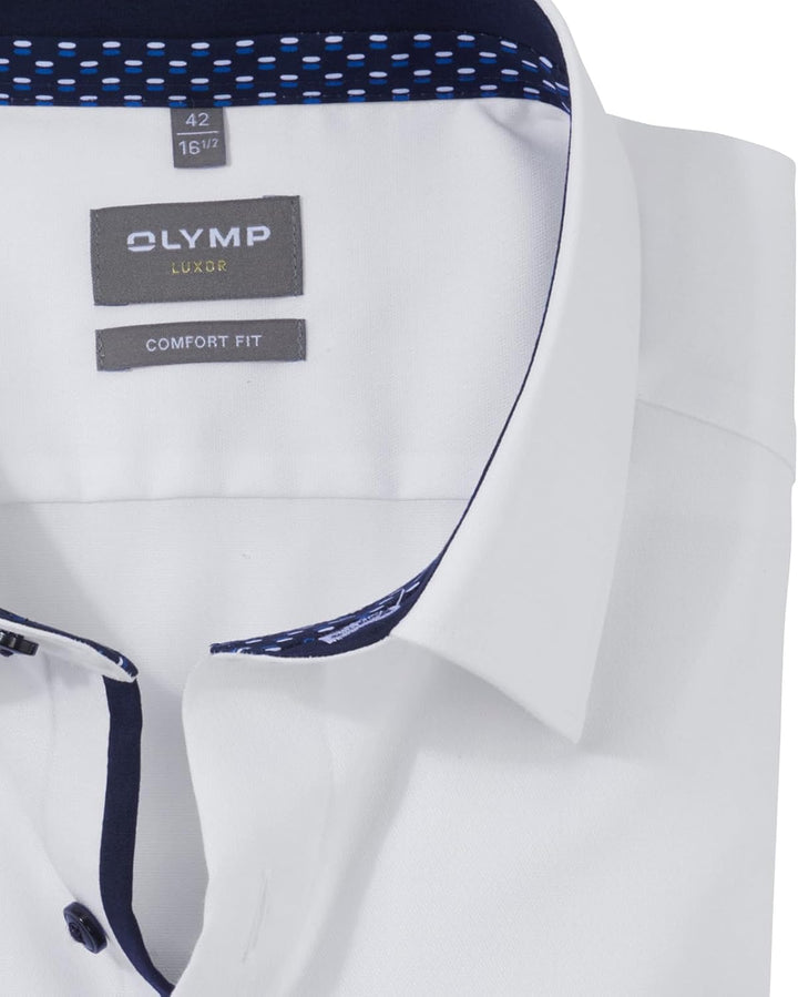 OLYMP Herren Businesshemd Langarm Luxor,Einfarbig,Comfort fit,New Kent 47 Grosse Grössen Weiss 00, 4