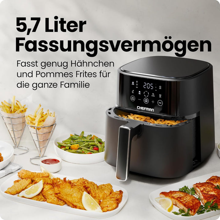 Chefman 5,7L Heissluftfritteuse, schnell & einfach, kompakte Heissluftfritteuse mit Hi-Fry Technolog