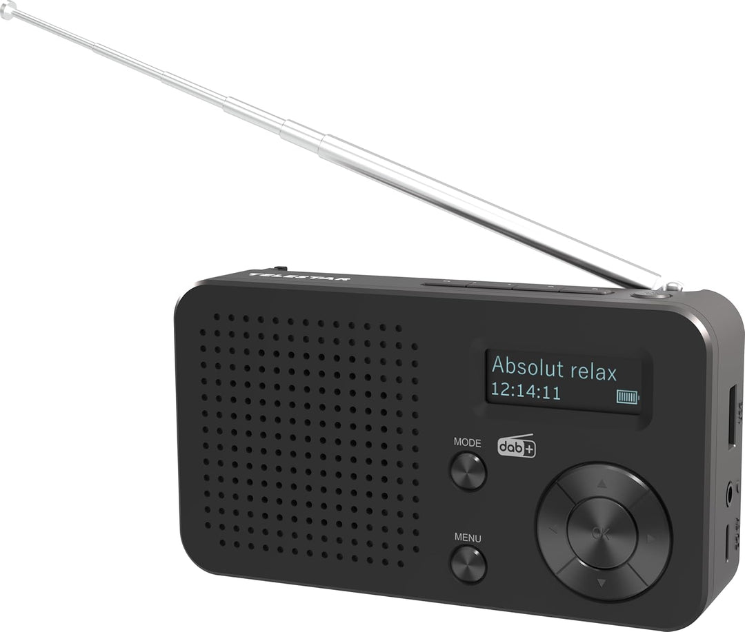 TELESTAR TOP 100 – Mobiles DAB+/UKW Radio (austauschbarer Akku, bis zu 15 Std. Spielzeit, kurzes Lad