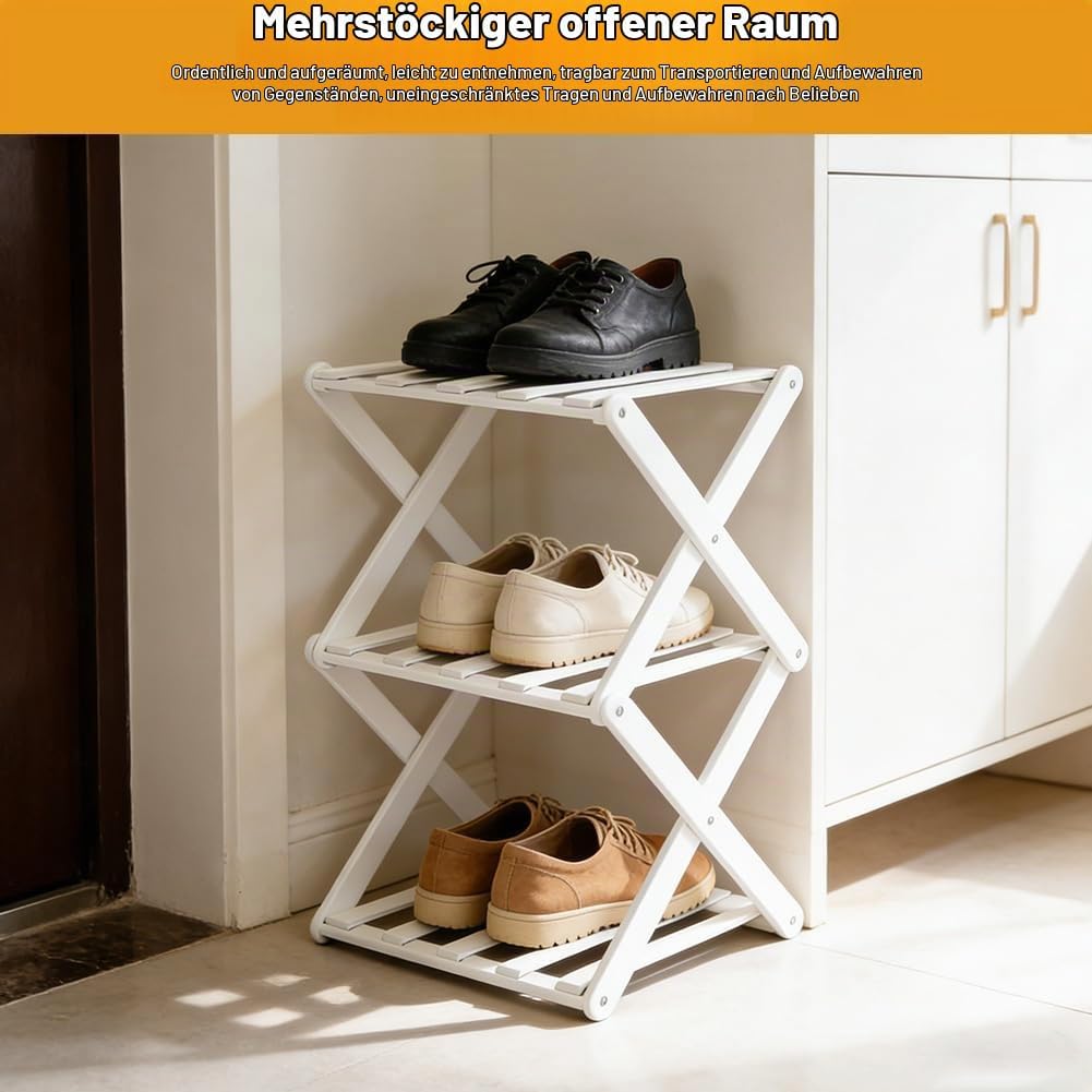 3 Ebenen Schmal Schuhregal, Faltbares Schuhregal, Mehrschichtiges Hoch Schuhregale Platzsparend, Kle