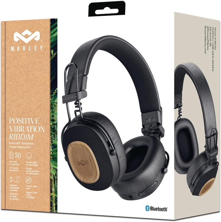 House of Marley Positive Vibration Riddim kabellose On-Ear Bluetooth Kopfhörer - 50 Std. Spielzeit,
