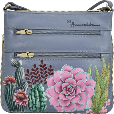 Anuschka Damen Medium Crossbody Octr Erweiterbare Umhängetasche, echtes Leder Desert Garden, Desert