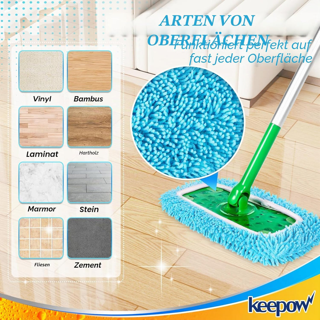 KEEPOW für Swiffer Bodenwischer 30 cm, Mikrofaser-Tücher für Swiffer Feuchte Bodentücher, Ideal für