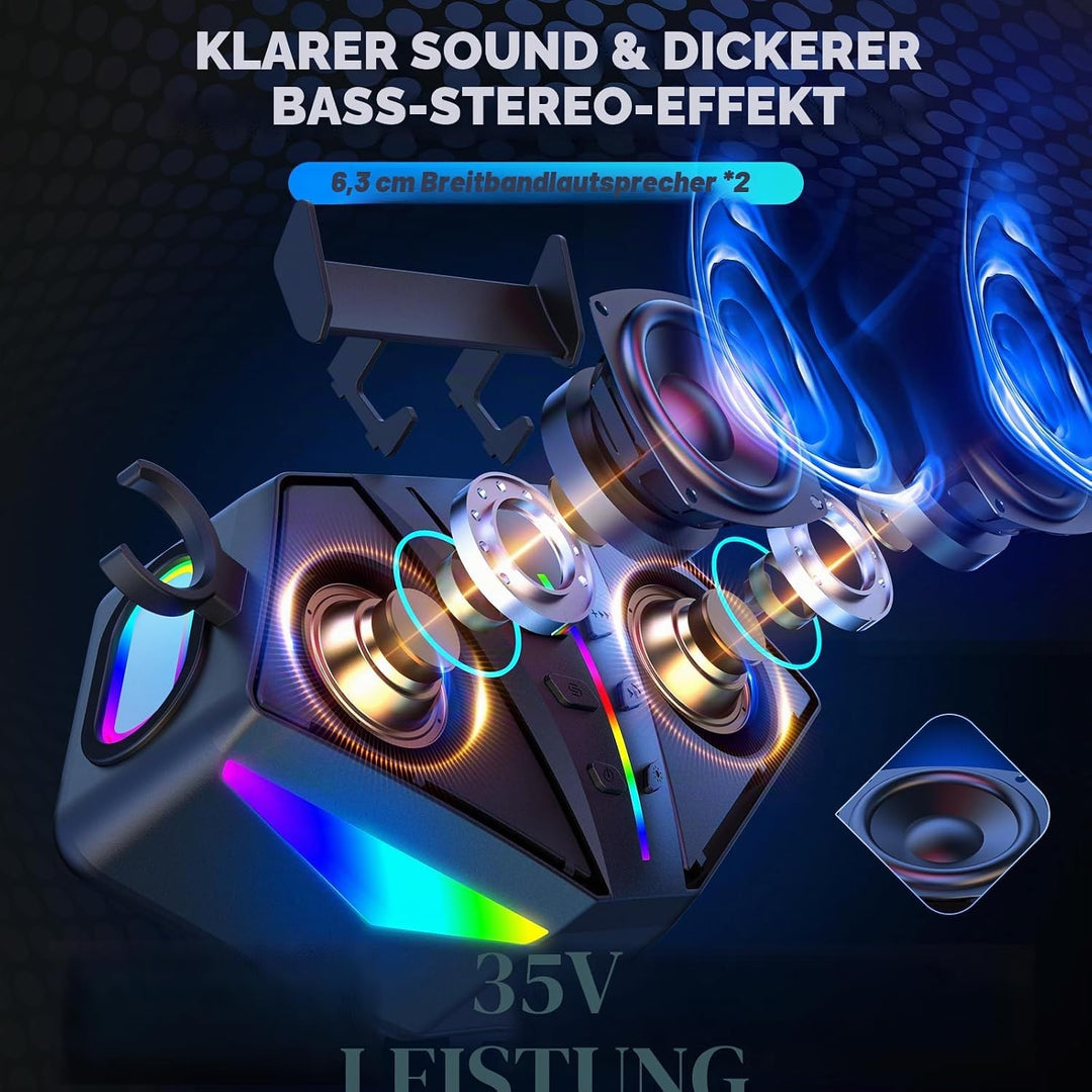 Karaoke-Maschine : Echter Tragbarer Lautsprecher mit 35W, 8-Stunden-Autonomie, 2 Aufladbare Drahtlos