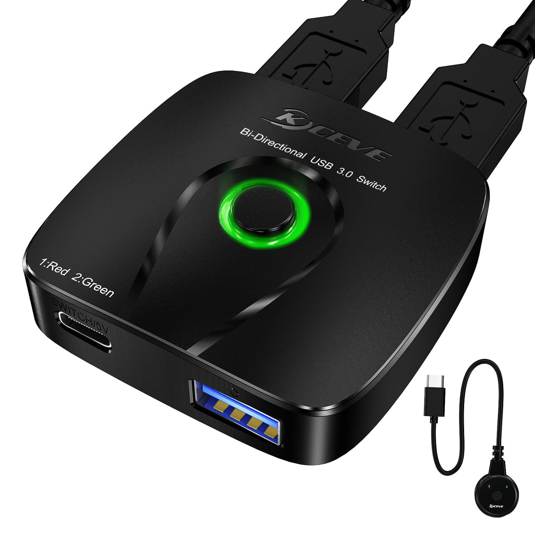 USB 3.0 Switch 2 PC, 2 in 1 out | USB Switch 3.0 for 2 Computers Share Mouse, Keyboard, with Wired R