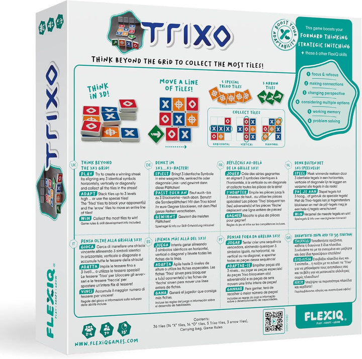 FlexiQ Trixo Strategiespiel | Gemeinschaftsspiele ab 7 Jahren | Reisespiele für 2-4 Personen |15 Min