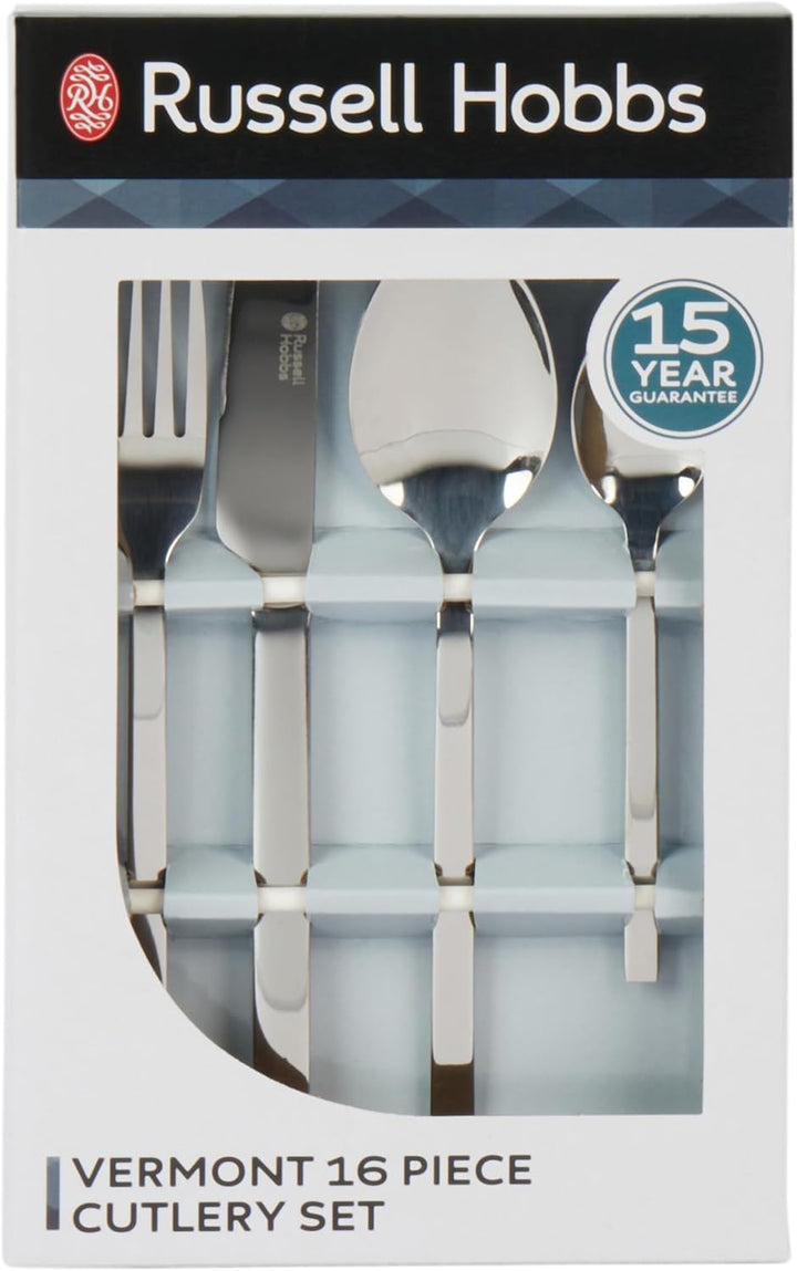 Russell Hobbs Besteckset 16-teilig, Edelstahl Besteck Set für 4 Personen, Vermont Besteckset Hochgla