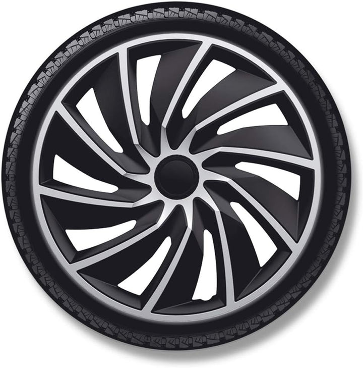 AutoStyle Satz Radzierblenden Turbo 14-Zoll Silber/Schwarz 14-inch, 14-inch