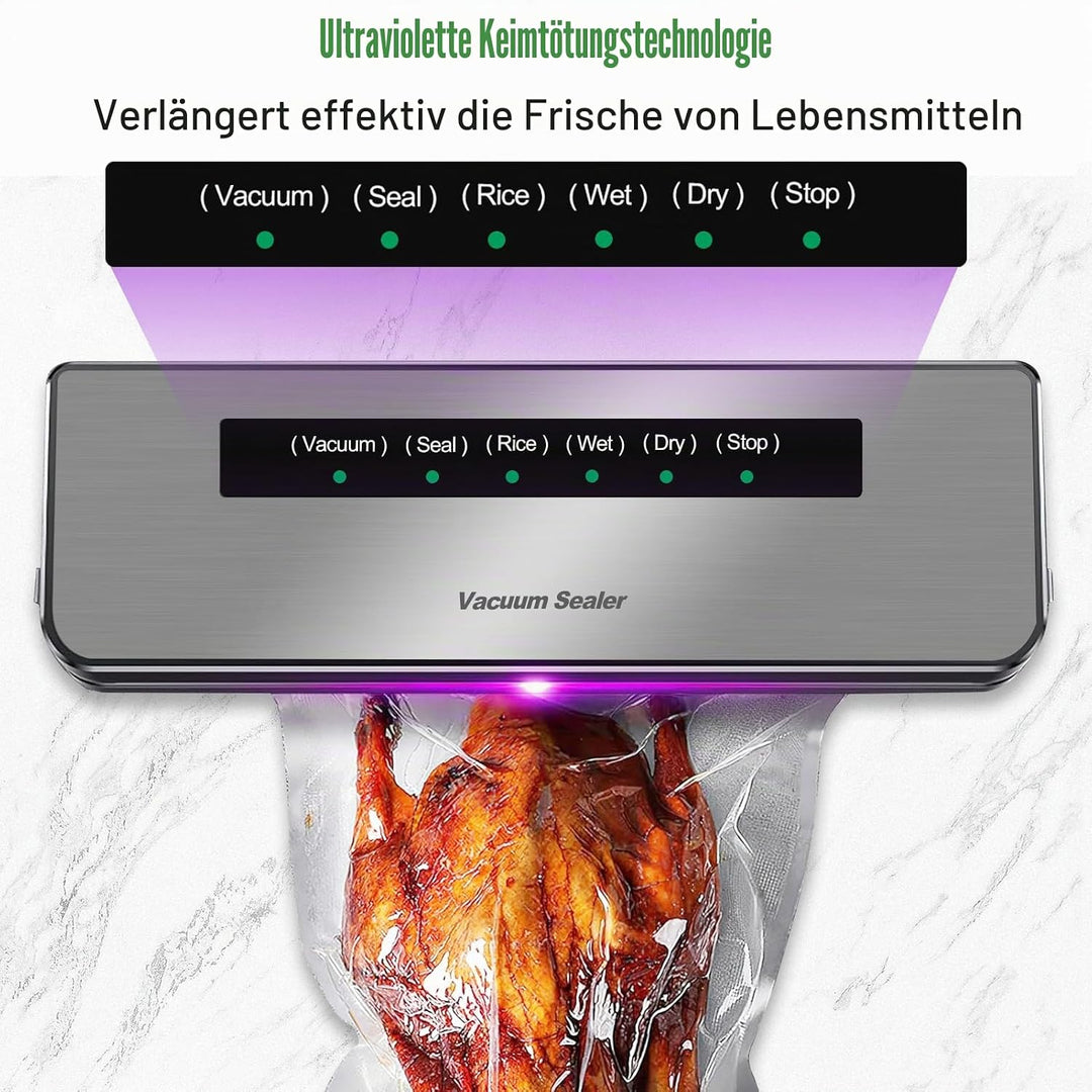 Vakuumiergerät für Lebensmittel, 6 in 1 Automatische Trocken- und Feuchtlebensmittel Vakuumiergerät,