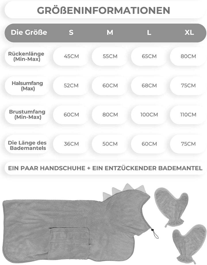 Bademantel für Hunde, Hundebademantel Aus Mikrofaser, Verstellbares Halsband Mit Klettverschluss Sch