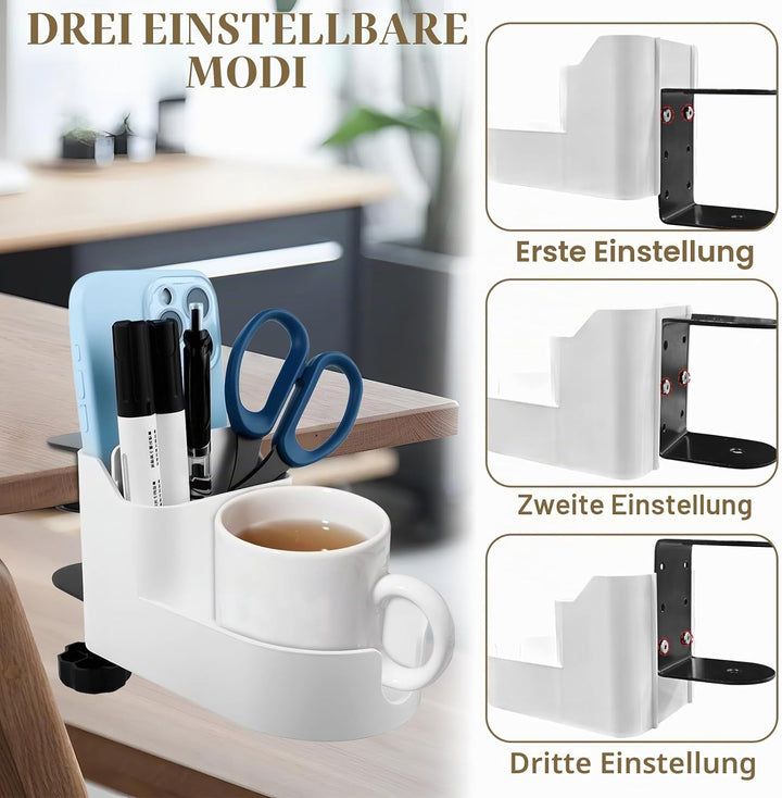 Getränkehalter Tisch, Einstellbar Becherhalter Schreibtisch, 2 in 1 getränke Halter, getränkehalter