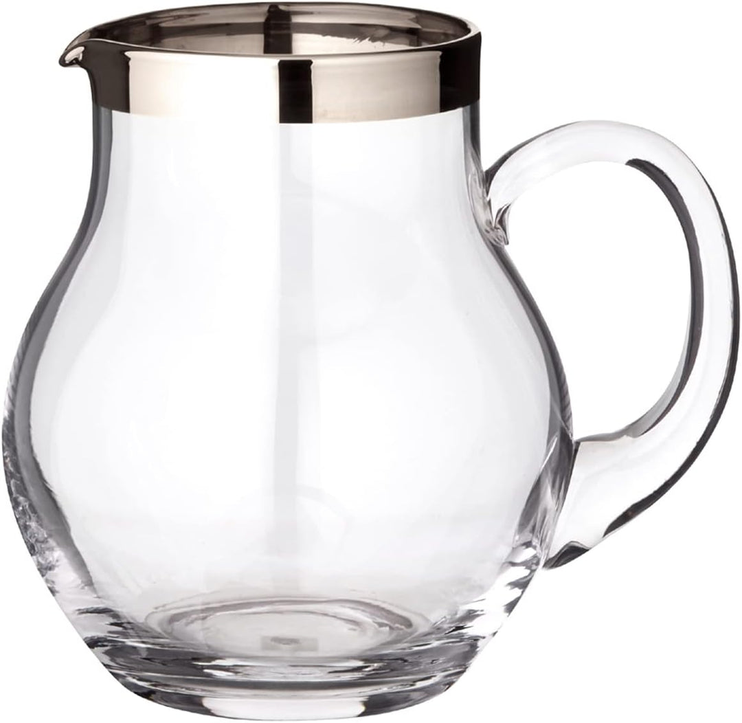 EDZARD Glaskaraffe Olivia, feiner Kristallglas Krug mit Platinrand, Füllvolumen 1,0 Liter, Höhe 16 c