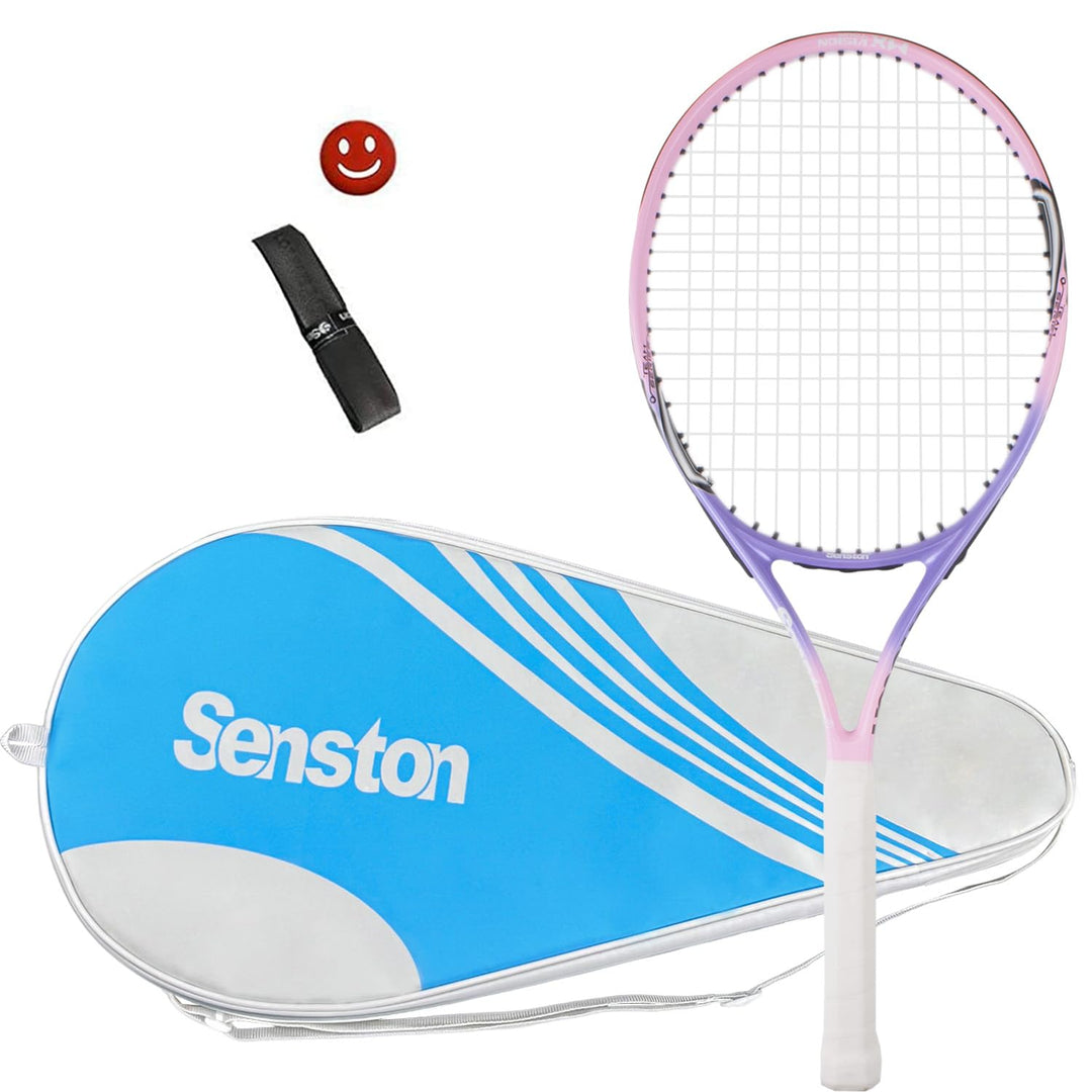 Senston Tennisschläger 19/23/25 One-Piece-Design Tennis Schläger mit Tennistasche,Overgrip,Vibration