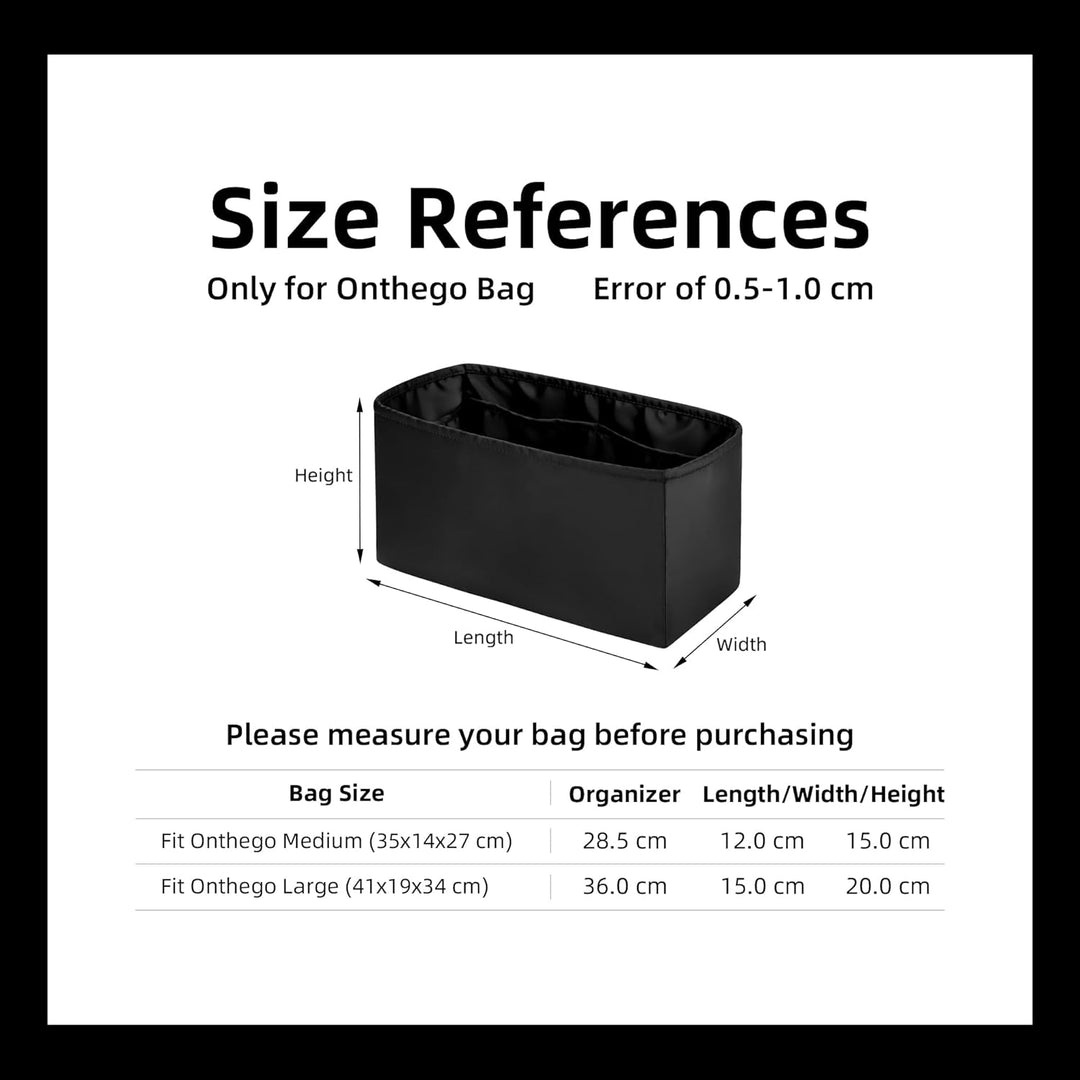 DGAZ Handtaschen Organizer Einsatz für OnTheGo PM/MM/GM Tasche, Seide Tasche in Tasche Organizer, Lu