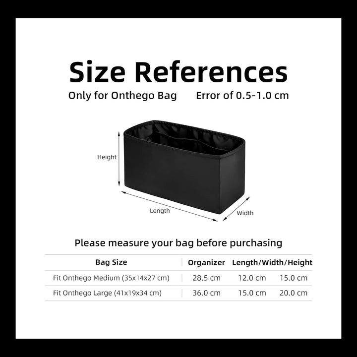 DGAZ Handtaschen Organizer Einsatz für OnTheGo PM/MM/GM Tasche, Seide Tasche in Tasche Organizer, Lu