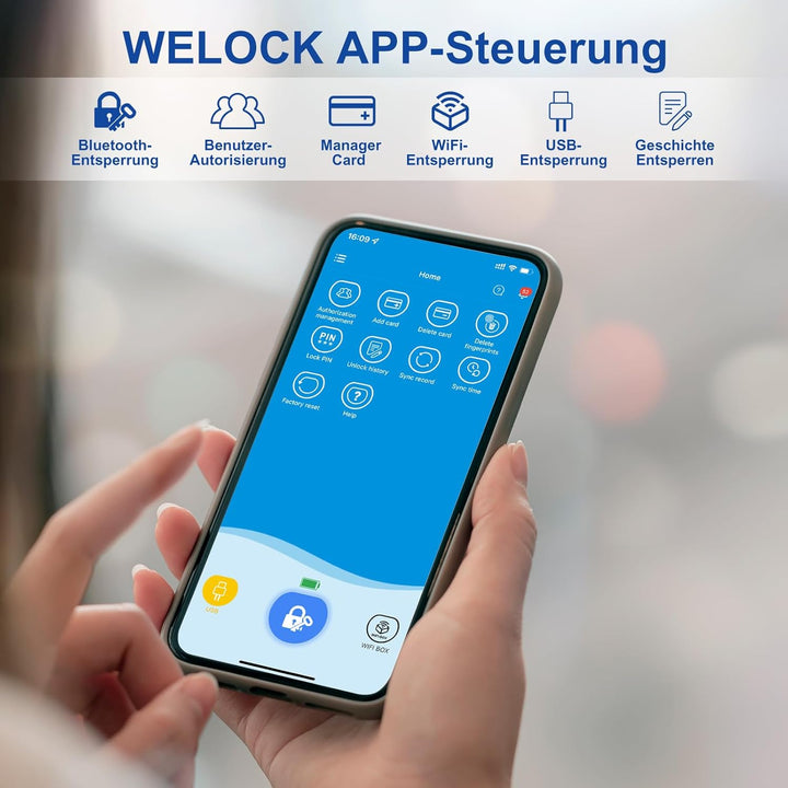 WELOCK Touch63 Türschloss Fingerabdruck,mit RFID Karte,APP,WiFi,Fingerabdruck Schloss haustür IP65,E
