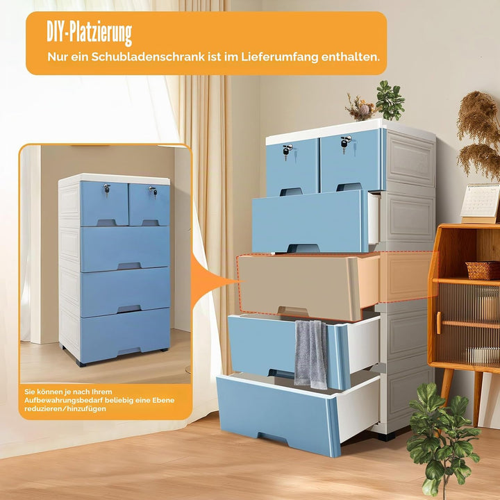 Rollcontainer mit Schubladen, Schubladenschrank 6x Schublade, mit Rollen, Büro Organizer, Schreibtis