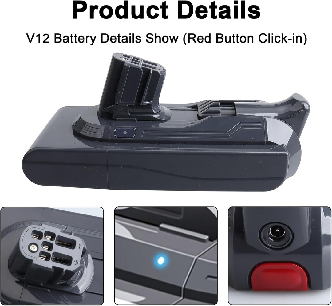 25,2 V 3900 mAh Dyson V12, Li-Ionen-Ersatzakku, kompatibel mit Dyson V12 Detect Slim SV20 SV30 SV35