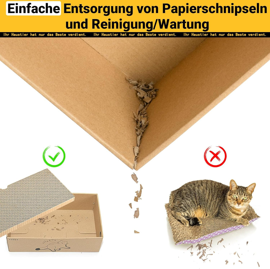 Ycozy Kratzbrett Katze mit 2 Box und 6 Kratzbrettern, Gross Doppelseitige Kratzpappe für Katzen Hoch