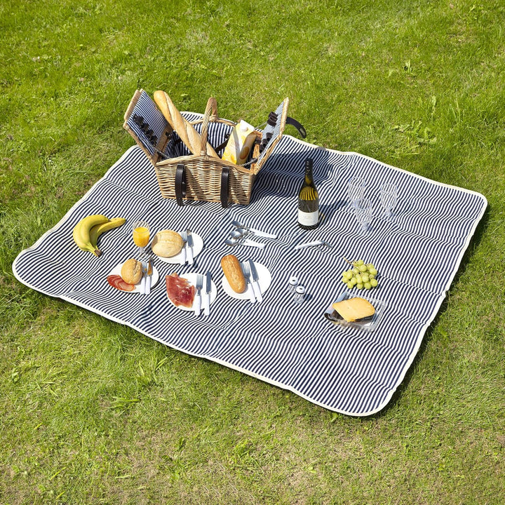Picknickkorb mit Decke für 4 Personen Dutch Mountains - 24 Teilig Besteck mit Weingläser - Komplette