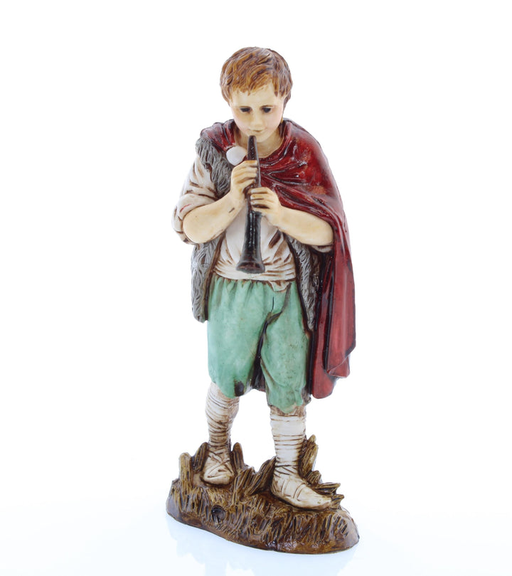 Moranduzzo Junger Flötenspieler für Krippe 12 cm Massstab 1:15 - Unzerstörbare Krippenfiguren - Stil