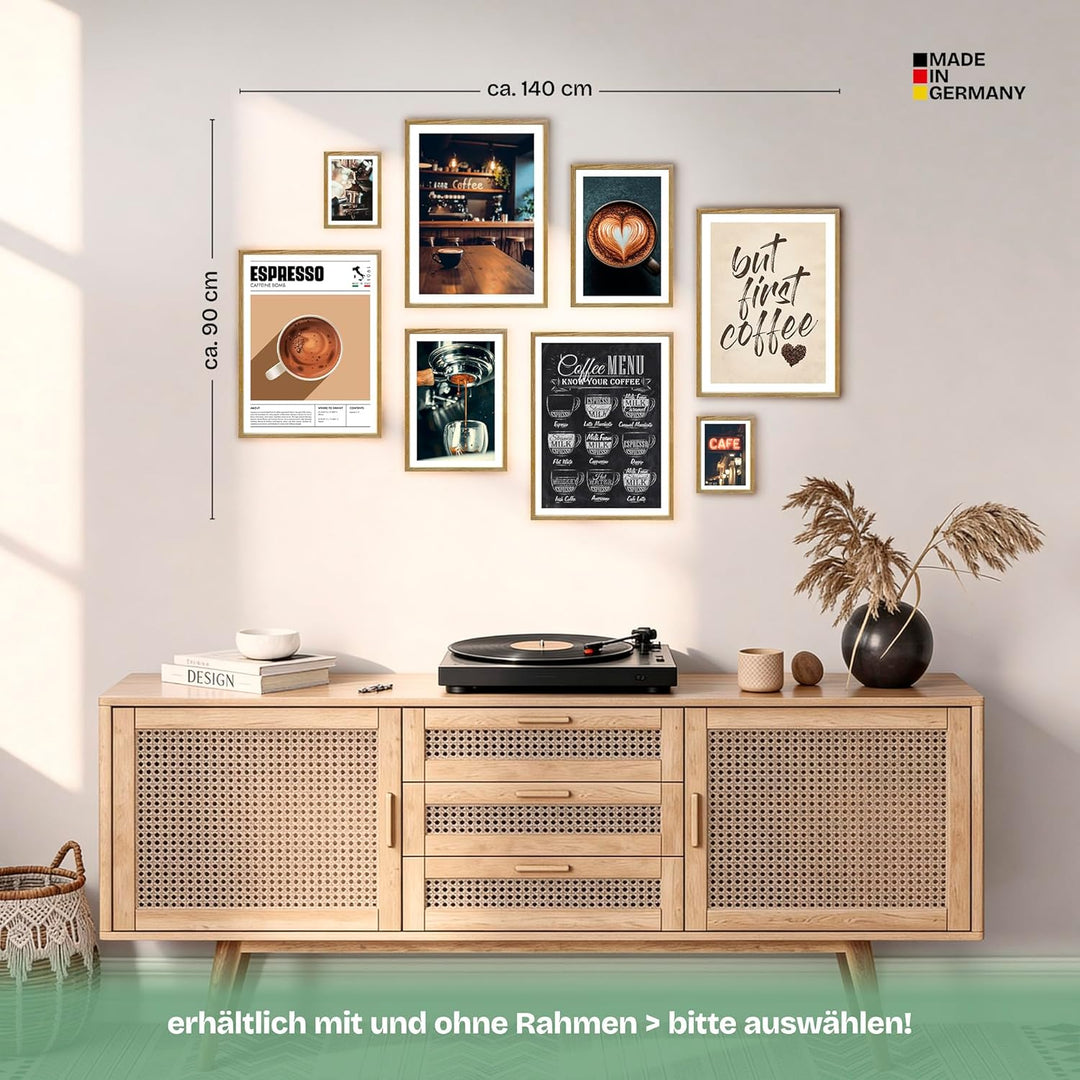 ARTFAVES® Poster Set - COFFEE LOVE | Wanddeko Wohnzimmer & Küche & Esszimmer | 8 moderne Wandbilder