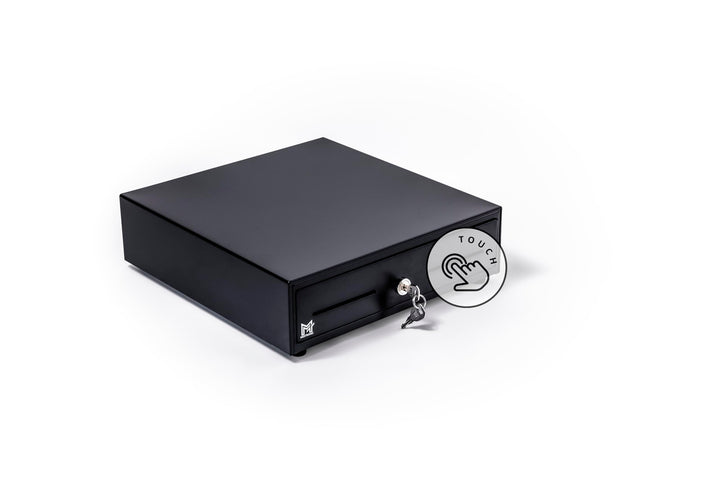 KAM-330 Touch Kassenschublade schwarz - manuelle Push Öffnung, 8 grosse Münzfächer und 4 Scheinfäche