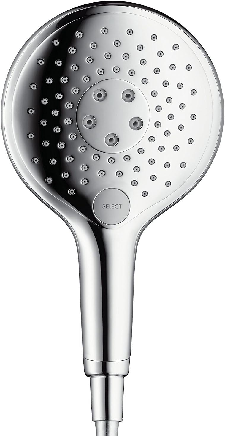 hansgrohe Raindance Select S 150 Duschkopf, 3 Strahlarten, wassersparend, Chrom & Metaflex Duschschl