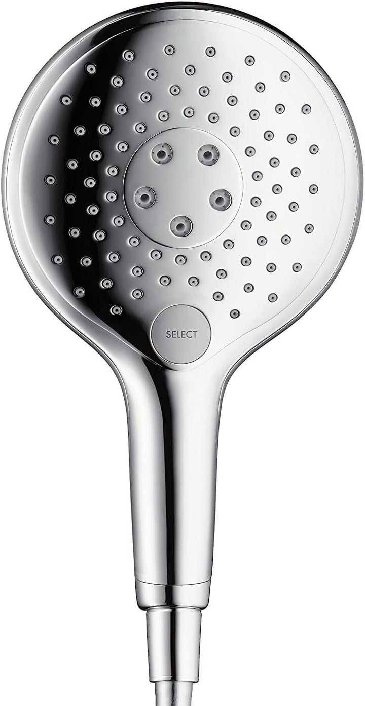 hansgrohe Raindance Select S 150 Duschkopf, 3 Strahlarten, wassersparend, Chrom & Metaflex Duschschl