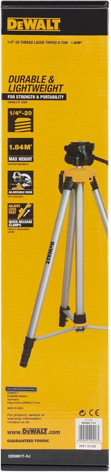 DEWALT DE0881T-XJ Stativ Aluminium ¼, Schwarz/Gelb