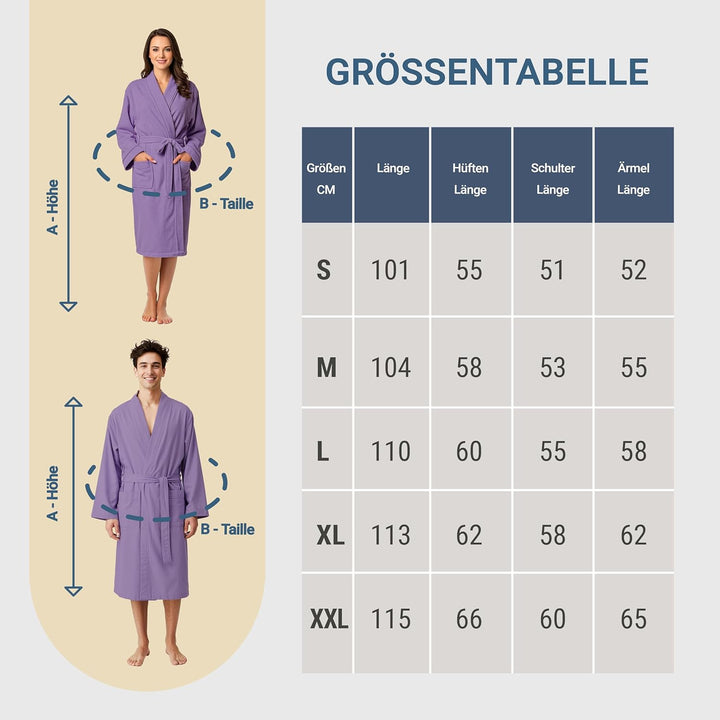 Dorian Home Bademantel aus Mikrofaser für Herren und Damen, Unisex, mit praktischen Taschen und Kapu
