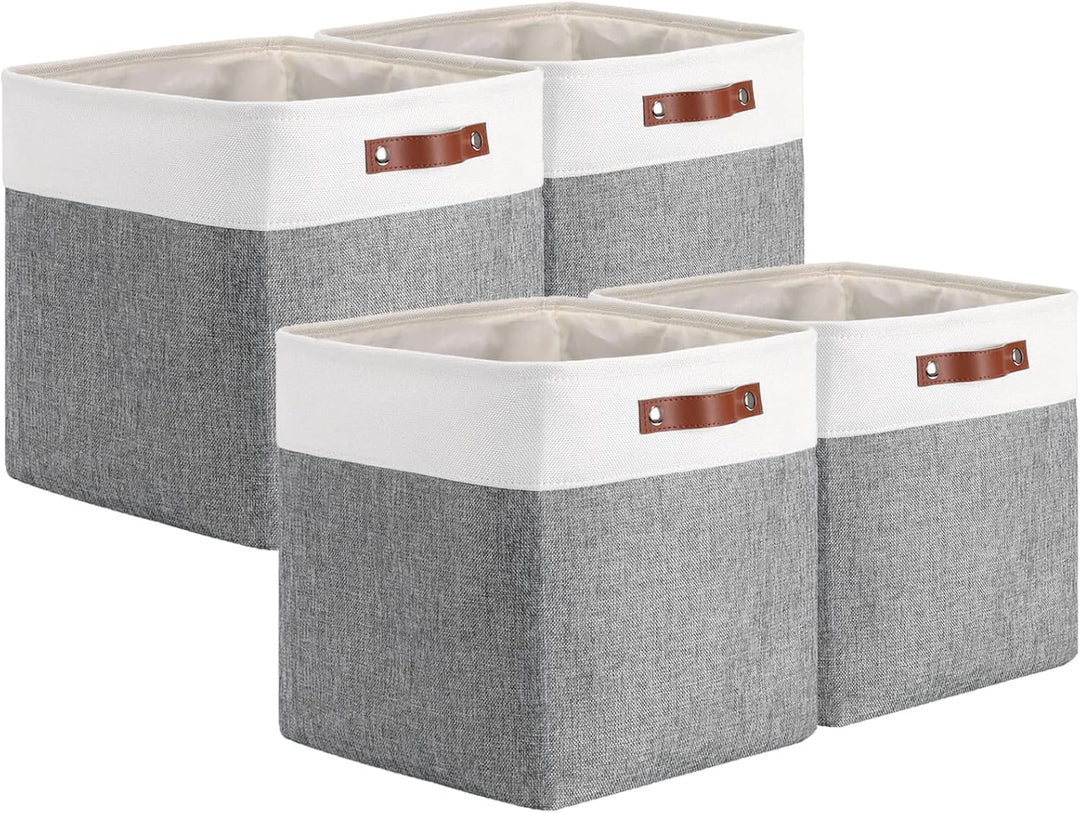 Mangata 4er-Pack Sotrage-Würfel, 28x28x28cm, Weiss & Grau 28cm-4pcs Grau Weiss, 28cm-4pcs Grau Weiss