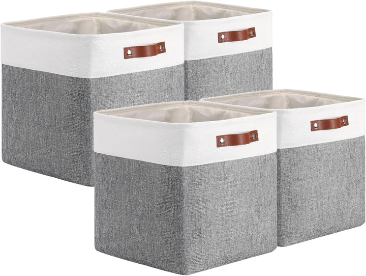 Mangata 4er-Pack Sotrage-Würfel, 28x28x28cm, Weiss & Grau 28cm-4pcs Grau Weiss, 28cm-4pcs Grau Weiss