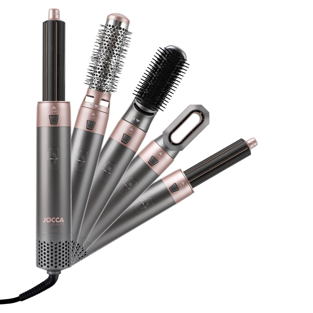 Jocca Heissluftbürste 5-in-1 | 800-1000W | Föhn, Lockenstab, Glätteisen & Volumenbürste in einem | 3