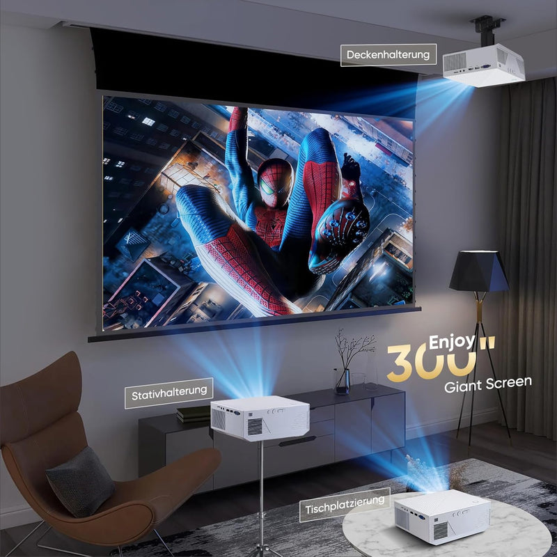 ZDK Neuer Beamer 2024 Full HD 1080P,4K-Unterstützung 5G WiFi projektor mit 20000 Lumen für Heimkino