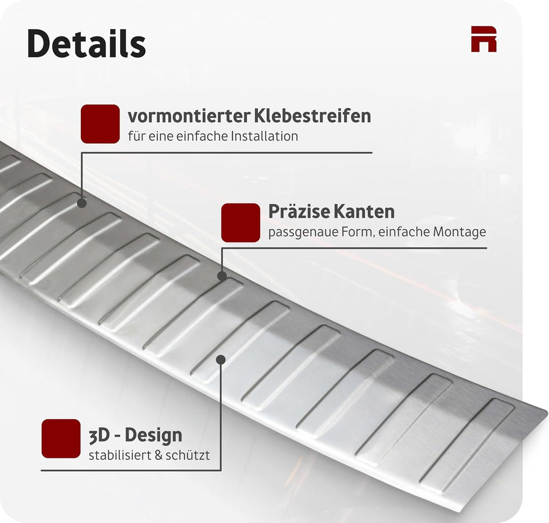 Ladekantenschutz Edelstahl MATT kompatibel für VW SHARAN II, SEAT ALHAMBRA II ab 2010 | premium Qual